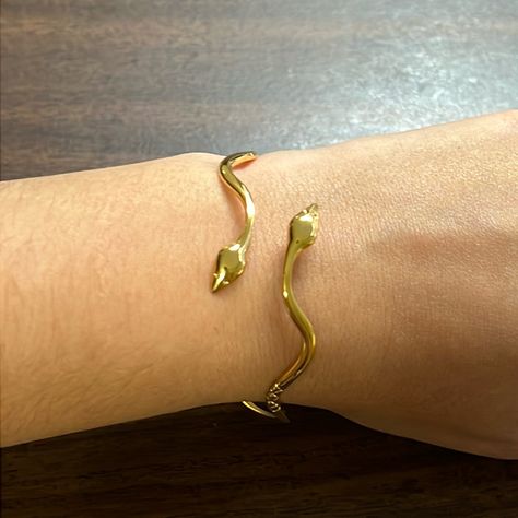 New Gold Plated Stainless Steel Snake Bangle Cuff Bracelet Can Be Adjusted. Snake Bangle, Cuff Bracelet, Gold Plate, Bangles, Cuff, Plating, Stainless Steel, Bracelet, Gold