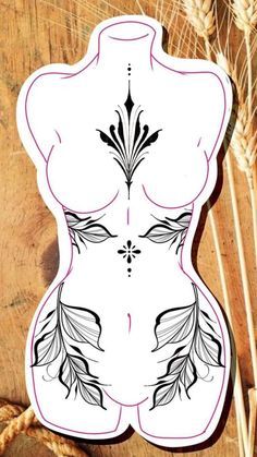 Body Tattoo Ideas Female, Japanese Tattoo Black And Grey Full Back, Blumttt Tattoo, Free Spirited Tattoos Ideas, Body Symmetry Tattoo, Simple Back Piece Tattoo, Female Abdomen Tattoo, Tattoo Ideas Fantasy Art, Midsection Tattoo