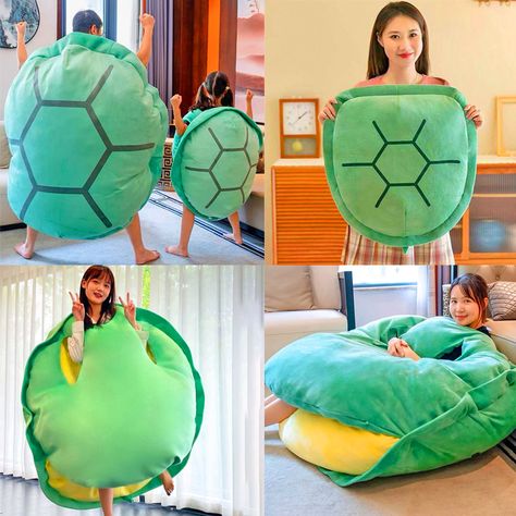 When you can't find a spot to nap, just put on your turtle shell pillow and make your own! Contemporary Style Bedroom, Turtle Pillow, Shell Pillow, Food Plushies, Monster Pillows, Dinosaur Room Decor, Food Pillows, Bean Bag Bed, Dinosaur Room