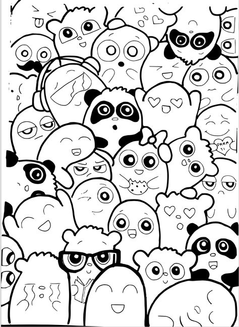 Template Doodle / Caricatura Doodles Kawaii, Doddle Art, Arte Doodle, Graffiti Doodles, Doodle Art Journals, Doodle Art Drawing, Doodle Inspiration, Doodle Coloring, Cute Doodle