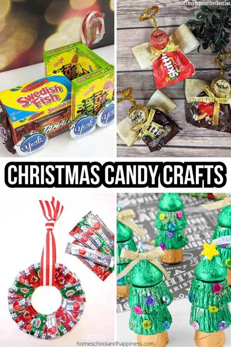 Christmas Crafts Made With Candy Christmas Candy Crafts For Kids, Candy Crafts For Kids, Candy Craft Ideas, Christmas Party Favors Diy, Christmas Favors Diy, Candy Train, Christmas Candy Crafts, Candy Sleigh, Christmas Candy Easy