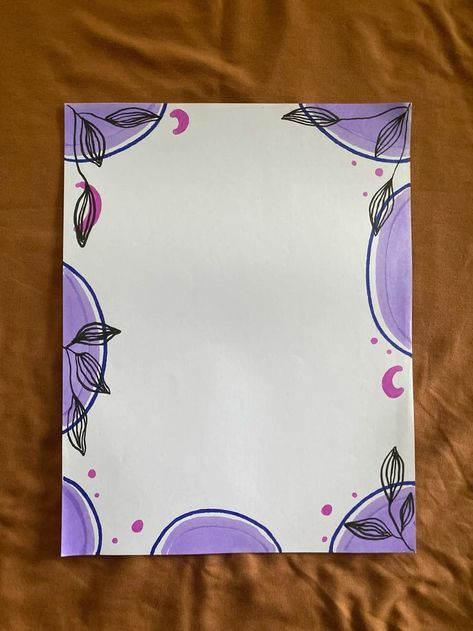 Border Design For Cartolina, Aesthetics Border Design, Purple Border Design Aesthetic, Border For Project File, Boarder Designs Aesthetic Drawing, Minimal Border Designs For Projects, Project Paper Decoration Ideas, Margin Ideas For Project, Border Desings Aesthetic Project