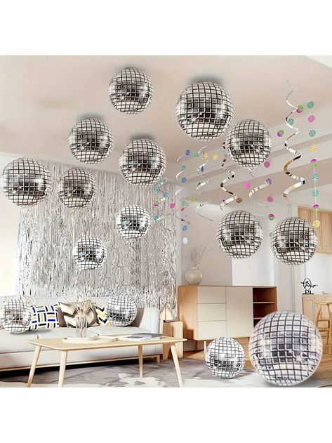 32pcs, Silvery Disco Ball Balloons, Metallic Disco Mirror Balloon, 70s 80s Disco Dance Party Decor, Scene Decor, Room Decor, Birthday Party Supplies, New Year Party Decoration, Wedding Decoration,ChristmasI discovered amazing products on SHEIN.com, come check them out! Dance Party Decor, Disco Ball Balloons, Ball Balloons, Disco Dance Party, New Year Party Decoration, 80s Dance, Disco Mirror, 80s Disco, New Year's Party Decorations