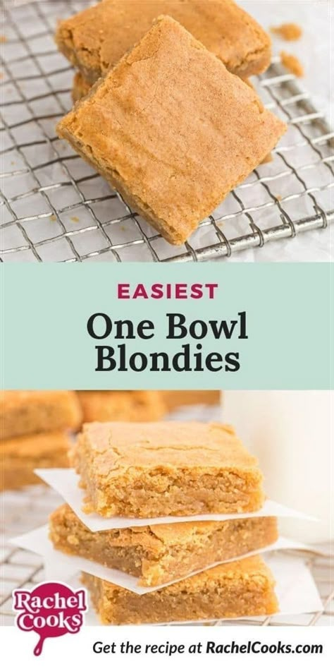 If you're looking for an easy dessert recipe, you will love these scrumptious blondies. Gooey blondies melt in your mouth with buttery caramel flavor. Have you ever tried a blondie? You may think a brownie without chocolate is missing something essential and would be kind of boring. Not true! These gooey treats are pretty much irresistible and not boring at all. Without the chocolate, the caramel flavors of butter, brown sugar, and vanilla shine through. Best Blondie Recipe, Gooey Blondies, Best Blondies Recipe, Blondies Recipe Easy, Blonde Brownies, Blondie Recipe, Chocolate Chip Blondies, Easy Dessert Recipe, Blondies Recipe