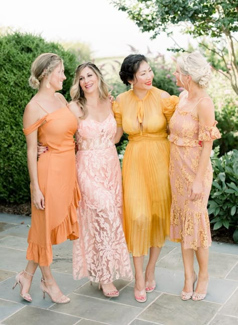 Attention all citrus-loving, flower-fanatic brides-to-be! Are you ready to add some zest and bloom to your big day? Look no further, because we've peeled away all the boring options and found 18 citrus and floral bridesmaid dresses that are just ripe for the picking. From sunny yellows to tangy oranges, these dresses will have your bridal party feeling like a bunch of juicy fruits ready to be squeezed into the most stylish wedding photos. Formal Dresses For Party, Bridesmaid Dresses For Summer, Semi Formal Wedding Attire, Vineyard Wedding Dress, Cocktail Wedding Attire, Wedding Guest Outfit Inspiration, Bridesmaids Outfits, Formal Wedding Attire, Donut Cake