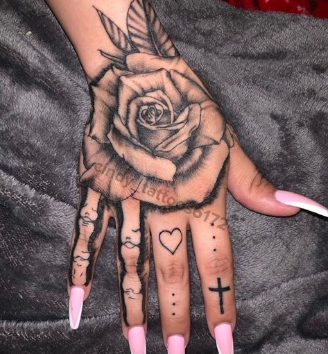 Garden Grove CA 📍🦋👑 on Instagram: “First session on this rose 🌹 with skeletal fingers 🤚 😍How painful was ur hand tattoo? Save & Share #rosetattoo #handtattoo #girlytattoo…” Kids Tattoo, Arm Sleeve Tattoos For Women, Skull Hand Tattoo, Hand Tattoos For Girls, Hand And Finger Tattoos, Cute Hand Tattoos, Pretty Hand Tattoos, Tattoo Sleeves, Buddha Tattoo