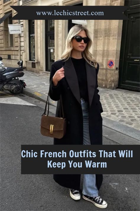 Chic French Outfits That Will Keep You Warm. Looking for parisian style that is parisian chic style for winter outfits. Find plenty of parisian aesthetic inspo for parisian winter outfits that are chic and will give you that parisian chic style. Parisian street style inspo for the winter fashion whether you are a parisian women or not. #parisianstyle #parisianwinteroutfits #winterfashion #parisianvibes Fall Chique Outfits, French Girl Fall Style 2024, Winter Parisian Style Street Look, Edgy Parisian Outfits, Parisian Chic Style Winter Classy, Parisian Fall Street Style, Parisian Holiday Outfit, Paris Outfit In March, Winter French Outfits Parisian Style