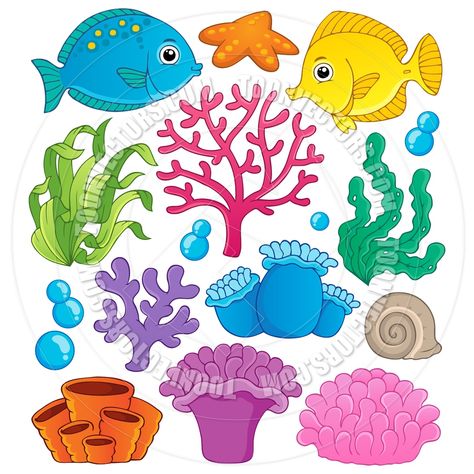 coral cartoon | Coral Reef Clip Art http://www.toonvectors.com/clip-art/cartoon-coral ... Fishes Drawing, Coral Reef Drawing, Cartoon Sea Animals, Sea Anemone, Cartoon Fish, Underwater Scene, Under The Sea Theme, Sea Theme, Ocean Themes