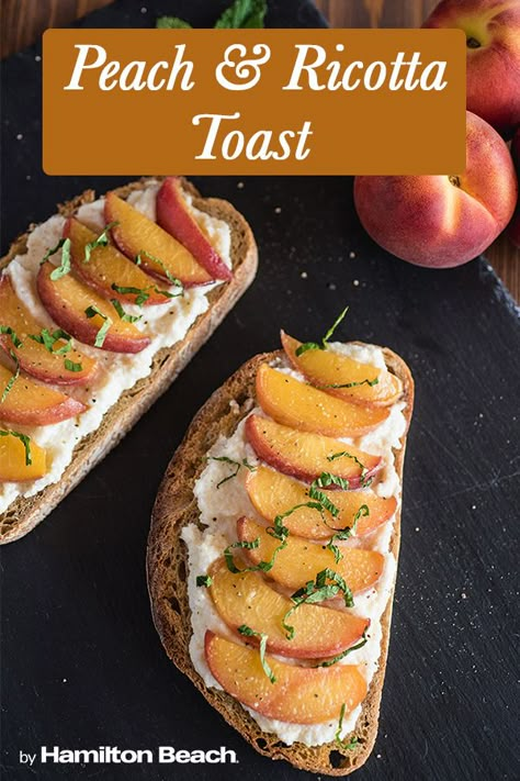 Peach Ricotta Toast, Peach And Ricotta, Italian Toast, Peach Toast, Sausage With Peppers And Onions, Peach Ricotta, Breakfast Sandwich Maker Recipes, Sandwich Maker Recipes, Slow Cooker Sausage