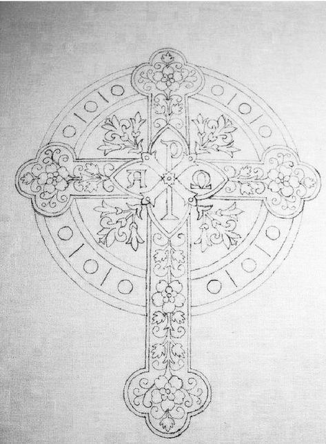 Catholic Cross Drawing, Orthodox Embroidery, Crucifix Art, Roman Catholic Art, Catholic Tattoos, Catholic Symbols, Badass Drawings, Cross Embroidery Designs, Cross Drawing