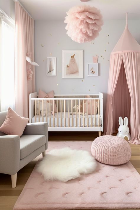 Pink And White Baby Room, Light Pink And White Nursery, Baby Girl Bedroom Designs, Blush Pink Nursery Ideas, Nursery Room Inspiration Girl, Design Room Bedroom, Baby Girl Room Design, Baby Room Ideas Girl, Room For Baby Girl