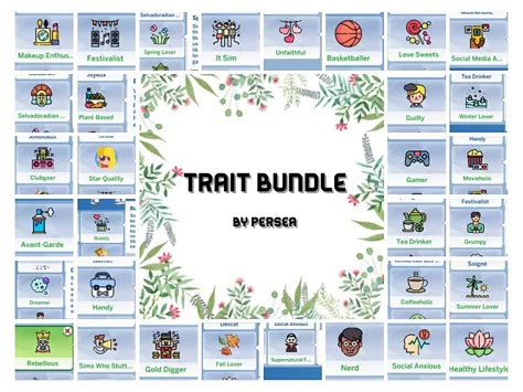 Trait Bundle - Portuguese Available! | PERSEA on Patreon Sims Traits, Sims Challenge, Sims 4 Cheats, Sims 4 Challenges, Sims 4 Traits, Sims Packs, Ts4 Mods, Sims 4 Cas Mods, Sims 4 Mods Cc