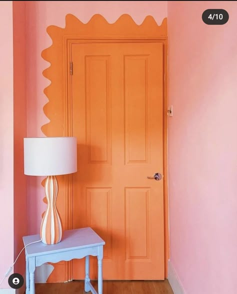 Fun Accent Walls In Living Room, Decor Paintings On Walls, Sticker Accent Wall, Encanto Inspired Furniture, Colorful Bedroom Door Ideas, Cute Staircase Ideas, Bohemian Wall Murals Painted, Funky Door Design, Fun Painted Doors Interior