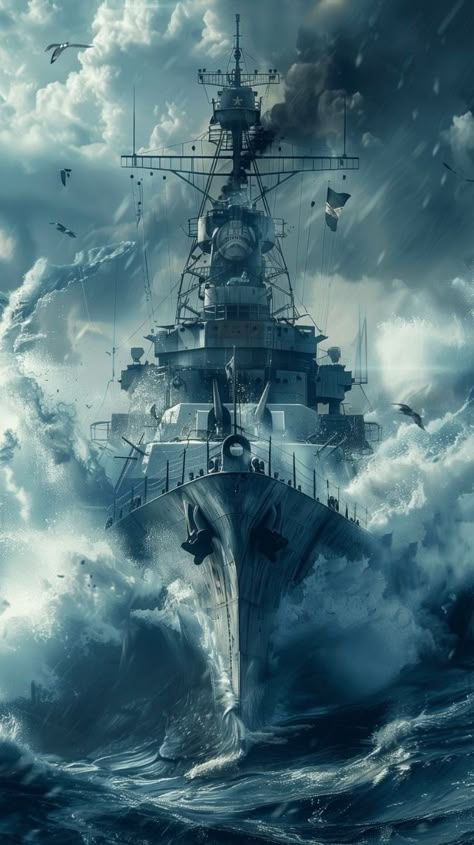 Warship Wallpaper, Wallpaper Ww2, Ghost Ship Art, Ship Wallpaper, Destroyer Ship, Pirate Ship Art, Games Aesthetic, Sea Battle, Boat Wallpaper