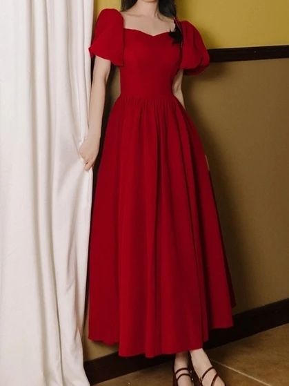 (1) All Items – Page 2 – Jasmine's Vintage Closet Suits For Women Professional, Red Beach Dresses, Formal Suits For Women, Red Frock, Formal Dress Patterns, Meet Me In St Louis, Evening Gowns With Sleeves, Maxi Dress Designs, Simple Gowns