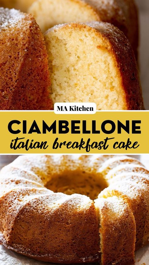 Collage of ciambellone cake with text overlay. Mascarpone Recipes, Avocado Recipes Breakfast, Breakfast Recipes Kids, Italian Chocolate, Italian Breakfast, Breakfast Recipes Sweet, Chocolate Chip Cake, Egg Recipes For Breakfast, Dessert Cake Recipes