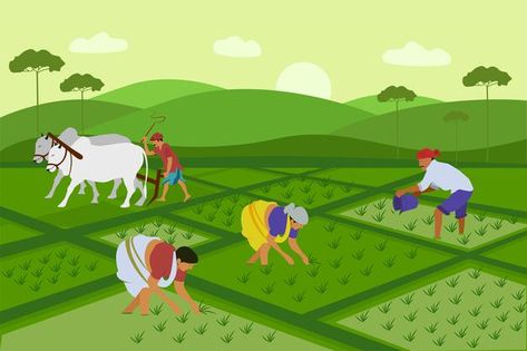 Indian agriculture working farmer harves... | Premium Vector #Freepik #vector #background #people #water #man Indian Agriculture, Agriculture Pictures, Farmer Painting, Village Scene Drawing, Walking Cartoon, Cartoon Maker, Free Cartoon Characters, Farm Cartoon, Free Green Screen Backgrounds