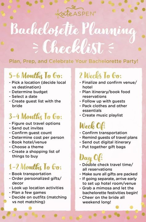 You've been asked to be the maid of honor, and you're probably thinking that the task of planning a bachelorette party will be easy. Truth is, there's a lot of work that goes into planning one. In the lead-up to the bachelorette party, you'll be handling location, travel, theme, and more. If you're stumped, check out our free printable bachelorette planning checklist. It's organized by the months, weeks, and days before the bachelorette party so you'll be all set! | Kate Aspen Bachelorette Planning Checklist, Bachelorette Party Checklist, Planning A Bachelorette Party, Miami Bachelorette Party, Bachelorette Planning, Halter Wedding, Bachelorette Party Weekend, Party Checklist, Vegas Bachelorette