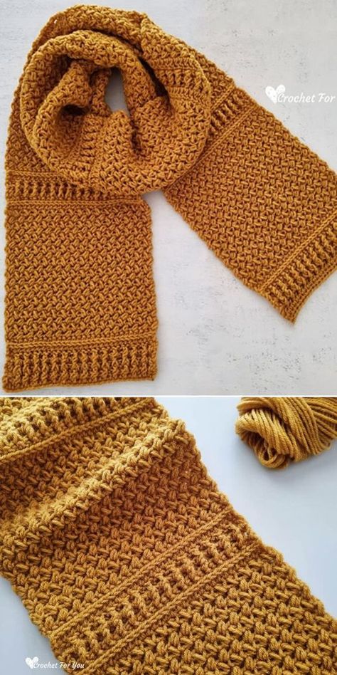 Crochet Scarf Texture, Fall Scarf Crochet Pattern, Crocheting Scarfs For Beginners, Crochet Alpine Stitch Scarf Pattern, Crochet Waffle Scarf, Pretty Scarf Crochet Pattern, Mixed Stitch Crochet Scarf, Fall Crochet Scarf Pattern Free, Crochet Scarves Patterns