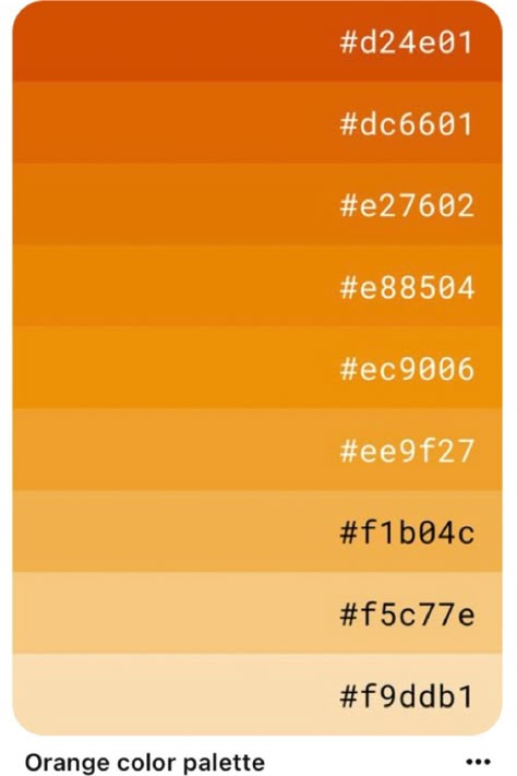 Yellow To Orange Gradient, Pallate Color, Orange Color Texture, Excel Color Palette, Good Notes Color Palette, Notes Color Palette, Orange Colour Palette, Vermilion Color, Journaling Guide