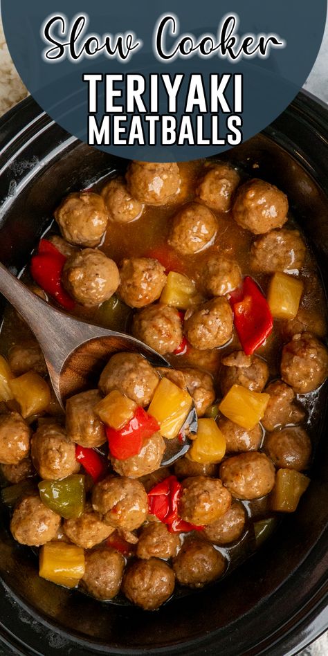 Make weeknight dinners a breeze with these flavorful Slow Cooker Teriyaki Meatballs! Tender meatballs simmered in a delicious homemade teriyaki sauce, perfect over rice or noodles. Easy, tasty, and sure to please the whole family! Teriyaki Frozen Meatballs, Korean Meatballs Crockpot, Slow Cooker Teriyaki Meatballs, Hawaiian Meatballs Crockpot Easy, Teriyaki Meatball Recipes, Teriyaki Meatballs Crockpot, Slow Cooker Chinese Recipes, Hawaiian Meatballs Crockpot, Homestyle Meatballs