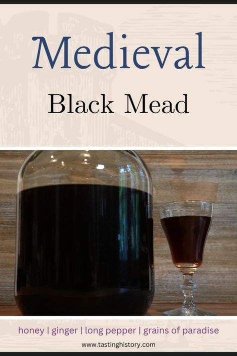 This historical recipe from 1393 is for a type of mead called bochet. The honey is cooked until it caramelizes, and there are optional spices like long pepper and cloves.  It turns out dry and much more complex than many meads I've had. Mead Drinks, Honey Mead Recipe, Mead Wine Recipes, Mead Recipes, Homemade Liqueur Recipes, Burnt Honey, Homemade Wine Recipes, Honey Mead, Mead Wine