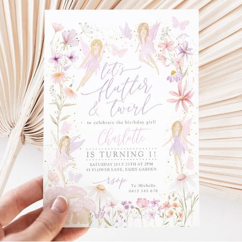 Fairy 1st Birthday Party Flutter and Twirl for $3.08 - Birthday Invitations Birthday Invitations Pink, Cute Birthday Party Ideas, Fairy 1st Birthday, Fairy Invitations, Party Themes For Kids, Birthday Fairy, Cute Birthday Party, Baby Shower Boho, Invitations Pink