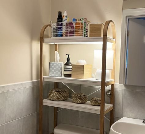 Bathroom Storage Over Toilet, Small Space Storage Solutions, White Platforms, Over Toilet Storage, Shelves Over Toilet, Bathroom Shelves Over Toilet, Over The Toilet Cabinet, Toilet Shelves, Over The Toilet