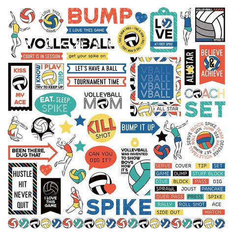 . Celebrate your volleyball heroes with these MVP stickers! #volleyball #stickers . #Volleyball_Scrapbook_Pages #Volleyball_Stickers_Aesthetic #Volleyball_Stickers_Printable #Freshman_Scrapbook Volleyball Stickers Aesthetic, Volleyball Stickers Printable, Freshman Scrapbook, Volleyball Stickers, Volleyball Designs, Quirky Prints, Sticker Printable, Volleyball Inspiration, Framed Words