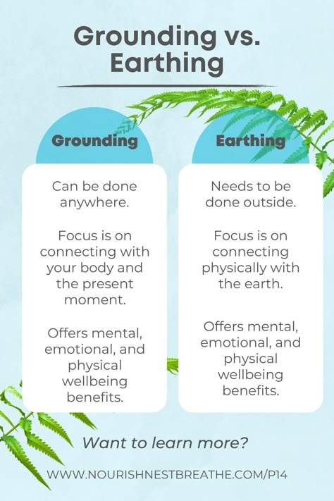 It's important to know the difference between grounding and earthing in order to ensure you're taking care of yourself and living a life of wellness and mindfulness. Grounding and earthing have many similarities, but there are also key differences that need to be understood. Click through to learn more about the differences and get a free grounding meditation! Benefits Of Grounding Yourself, Grounding Definition, Ways To Ground Yourself, Grounding Mat Benefits, Grounding Magic, Grounding Aesthetic, Nature Grounding, Grounding Benefits, Benefits Of Grounding