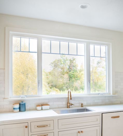 Awning Windows | Casement Windows Kitchen Casement Windows, Picture Window Above Sink, White Casement Windows, Home Window Ideas, Awning Windows Kitchen, Window Above Sink, Front Window Design, Kitchen 2025, Ranch Makeover