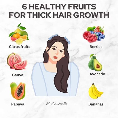 🍇 Want thick, luscious hair? Try these 5 healthy fruits for amazing hair growth! 🌟 1️⃣ Citrus Fruits 🍊🍋 2️⃣ Guava 🍈 3️⃣ Papaya 🍑 4️⃣ Bananas 🍌 5️⃣ Berries 🍓 6️⃣ Avocado 🥑 Nourish your hair from the inside out! DM for credit or removal #HairCare #HealthyHair #HairGrowth #NaturalBeauty #FruitBenefits #HairGoals #LongHairDontCare #HairInspo #EatForHair #HealthyLiving #FitForYou #Nutrition #Wellness #HairTips #BeautyHacks #HealthyLifestyle #VibrantHair #HairJourney #SelfCare #EatWell #FeelGood ... Hair Growth Smoothie, 4 Bananas, Make Hair Thicker, Accelerate Hair Growth, Thick Hair Growth, Cute Hairstyles For School, Thicker Fuller Hair, Aloe Vera For Hair, Luscious Hair