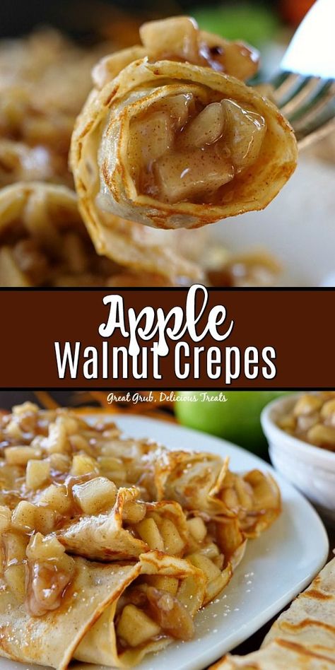 Crepe Ideas, Breakfast Crepe, Apple Crepes, Crepe Recipe Savory, Pancake Ideas, Sweet Crepes Recipe, Stuffed Crepes, Breakfast Bakes, Homemade Crepes