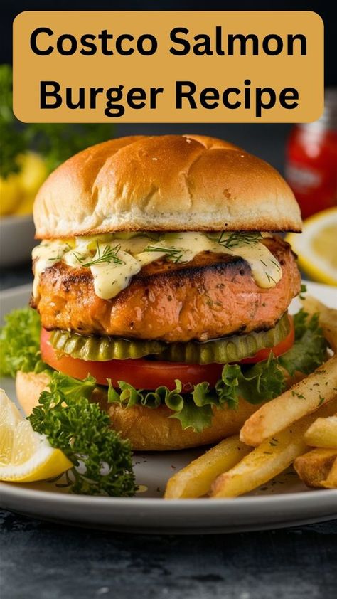 If you're craving a gourmet meal without the hassle, look no further than our Costco Salmon Burger Recipe! Elevate your dinner game with these flavorful and nutritious burgers, featuring premium salmon from Costco. Bursting with omega-3 goodness and seasoned to perfection, these burgers are a true delight for seafood lovers. Whether you're hosting a backyard barbecue or simply seeking a quick and delicious weeknight meal, this recipe has you covered. Serve your salmon burgers on a toasted bun with your favorite toppings for a mouthwatering dining experience that's sure to impress. Say goodbye to bland meals and hello to culinary excellence with Costco's finest salmon burgers! #SalmonBurgerRecipe #CostcoCooking #SeafoodDelights #GourmetAtHome #EasyRecipes Costco Salmon Burgers, Salmon Burger Toppings, Salmon Burger Sauce, Costco Salmon, Grilled Salmon Burgers, Bland Meals, Salmon Burger Recipe, Easy Burger Recipe, Salmon Burger