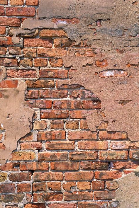 What Colors to Paint a Faux Brick Wall? | Hunker Brown Brick Houses, Painted Brick Walls, Glass Block Windows, Old Brick Wall, Faux Brick Walls, Brown Brick, Brick Texture, Faux Brick, Peeling Paint