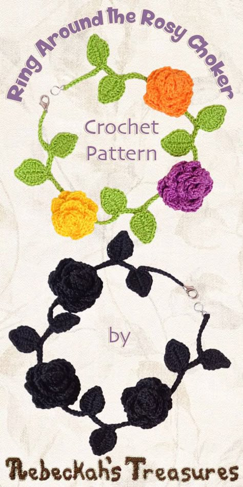 Crochet Rose Choker Pattern, Crochet Flower Necklace Pattern Free, Crochet Choker Necklace Free Pattern, Choker Crochet Pattern Free, Crochet Lace Choker Pattern Free, Crochet Choker Necklace, Crochet Jewellery Free Pattern, Crochet Flower Choker, Crochet Choker Free Pattern