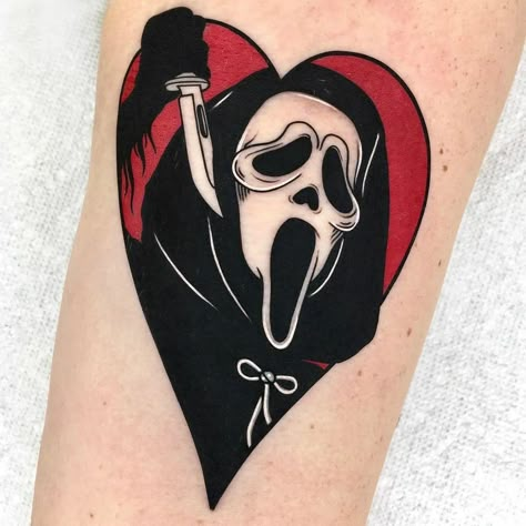 Old School Traditional Tattoos on Instagram: “Collection of tattoos by @artislife 😍 - Tag, like and share 🙏 - Make sure to follow @artislife if you like these as much as we do 🔥 . . . .…” Ghostface Tattoo, Pennywise Tattoo, Blood Tattoo, Coverup Tattoo, Old School Traditional, 13 Tattoos, Movie Tattoo, Queen Tattoo, Wicked Tattoos