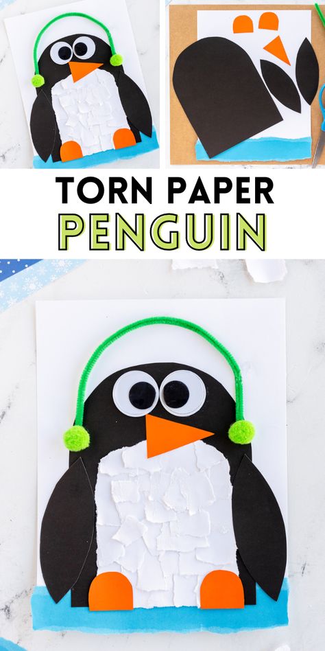 Penguin Crafts For Kindergarten, Penguin Arts And Crafts For Preschool, Pattern Craft Kindergarten, Penguin Christmas Crafts For Kids, January School Crafts, F Is For Craft Preschool, Simple January Crafts For Kids, Kindergarten Animal Crafts, Penguins Crafts For Preschoolers