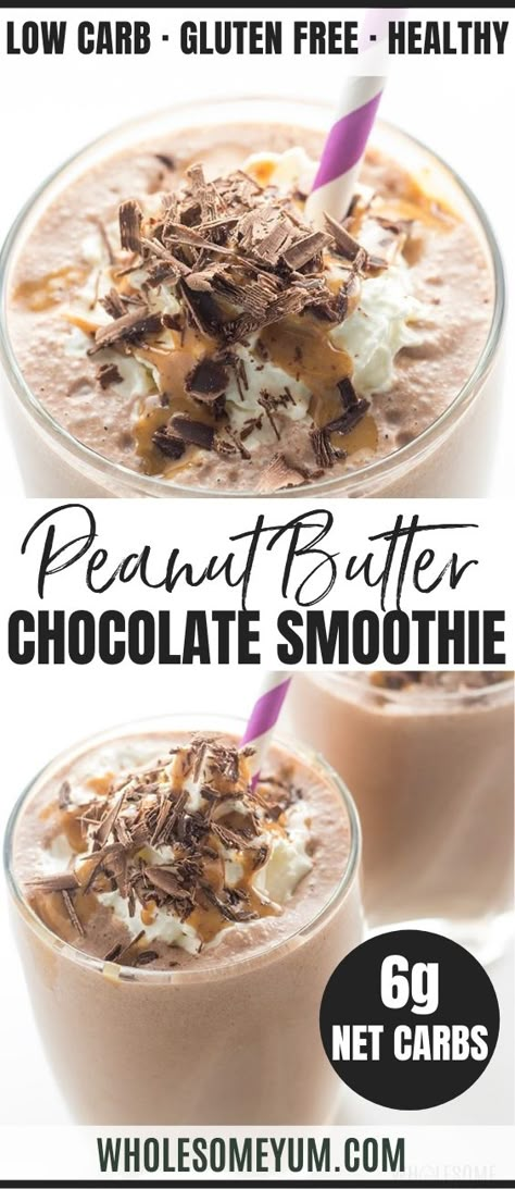 Chocolate Peanut Butter Smoothie Recipes, Peanutbutter Smoothie Recipes, Healthy Chocolate Peanut Butter, Low Carb Smoothie, Low Carb Smoothie Recipes, Desayuno Keto, Chocolate Peanut Butter Smoothie, Resep Smoothie, Keto Smoothie Recipes