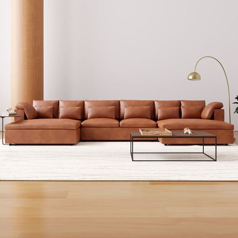 Leather couch living room modern