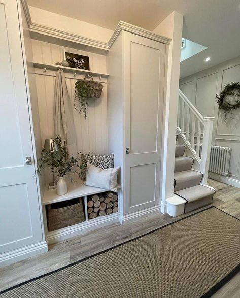 Hallway Cupboards, Entryway Closet, Small Home Offices, Hallway Designs, Beech Tree, Hallway Storage, Hall Decor, Boot Room, Home Entrance Decor