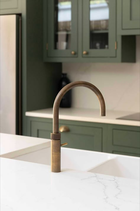 Quooker taps aren't just convenient; they're eco-friendly too! By delivering boiling water instantly, you save energy and reduce water waste. 📷 @mortimer_photography Quooker Patinated Brass Tap, Quooker Brass Tap, Brass Quooker Tap, Boiling Tap, Quooker Tap, Winchester House, Sage Kitchen, Paint Brass, Brass Tap