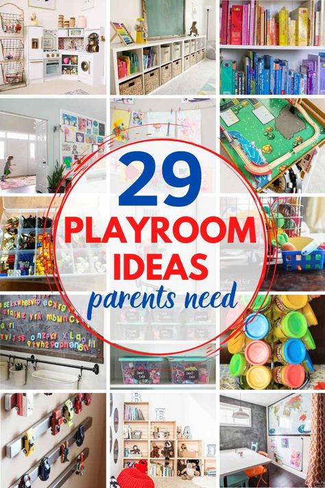 Playroom Organization Trucks, Wall Storage For Playroom, Ikea Playroom Wall Storage, Ideas For Grandkids Bedroom, Toy Storing Ideas, Playroom Art Storage, Toy Storage Playroom Organization Ideas, Boy Girl Playroom Ideas, Toys For Playroom