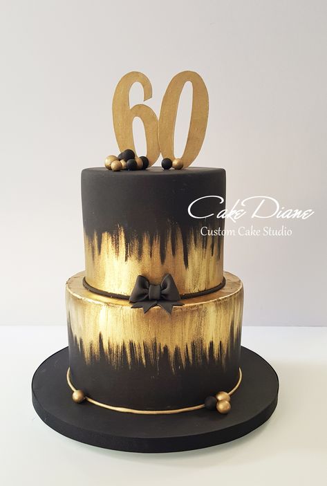 60th birthday black and gold | by Cake Diane Custom Cake Studio (eyedewcakes) Black And Gold Birthday Cake, Golden Birthday Cakes, Black And Gold Cake, Moms 60th, 60th Birthday Ideas, Gold Birthday Cake, Birthday Cake With Photo, 60 Birthday, 60th Bday