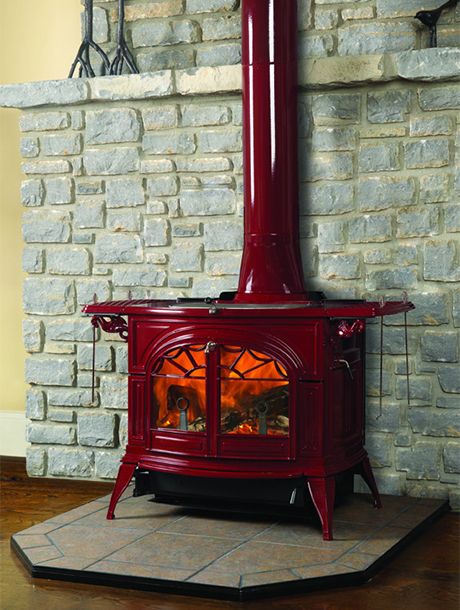 Vermont Castings FlexBurn Wood Stove made from recycled materials Vermont Castings Wood Stove, Wood Burning Stove Corner, Woodburning Stove Fireplace, Stove Hearth, Wood Stove Hearth, Vermont Castings, Wood Burning Fireplace Inserts, Cabin Fireplace, Wood Burners