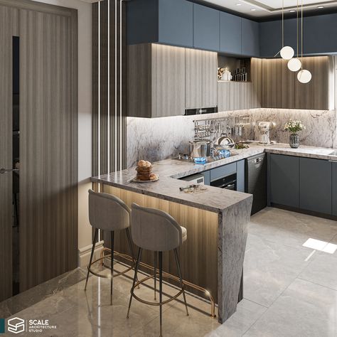 𝐋𝐢𝐯𝐢𝐧𝐠 𝐑𝐨𝐨𝐦 𝐰𝐢𝐭𝐡 𝐊𝐢𝐭𝐜𝐡𝐞𝐧 on Behance Luxury Breakfast Counter Design, Modern Kitchen With Breakfast Counter, Open Counter Kitchen, Kitchen Breakfast Counter Design, Open Kichen Desine Idea Modern, Open Kitchen And Living Room Indian, Breakfast Counter In Kitchen Modern, Modern Breakfast Counter, Break Fast Counter