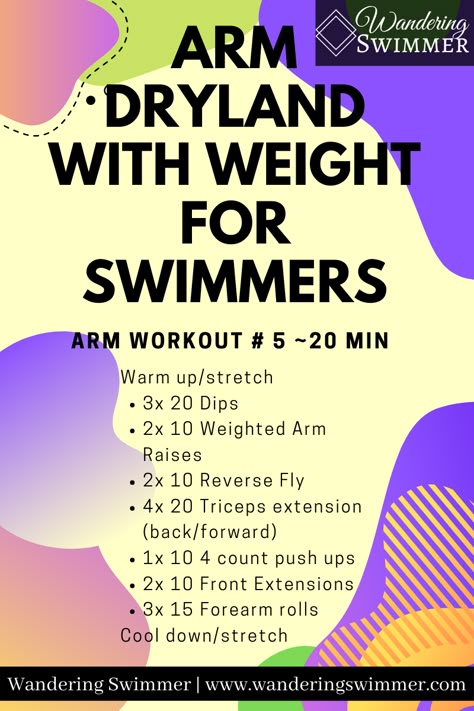 Swimmer Arms Workout, Swimmers Workout Dryland, Dry Land Swim Workouts, Dryland Workout, Masters Swimming, Workouts For Swimmers, Swimming For Beginners, Swimming Pool Exercises, Swim Technique