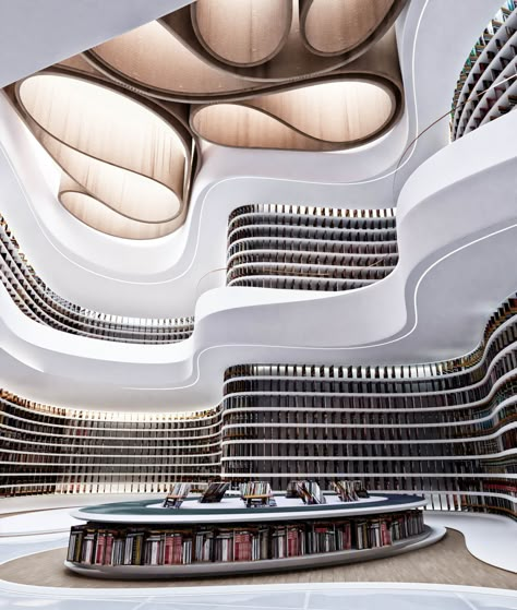 Futuristic Library, Futuristic Interior Design, Futuristic House, Mind Design, Futuristic Building, Future Architecture, Futuristic Home, Library Architecture, Futuristic Interior