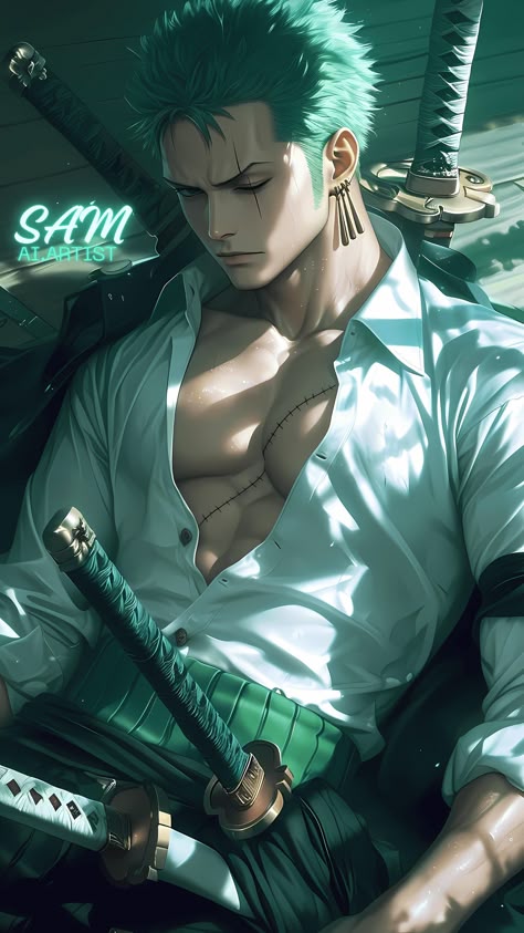 ZORO NO.1 SWORDSMAN IN THE WORLD INSPIRED ART FROM ANIME "ONE PIECE" 🔺 For Full View on iphone zoom in… | Instagram Zoro Realistic, Anime Boys Wallpaper, One Piece Video, Luffy Zoro Sanji, رورونوا زورو, One Piece Gif, Dark Fantasy Artwork, One Piece Zoro, Zoro Sanji