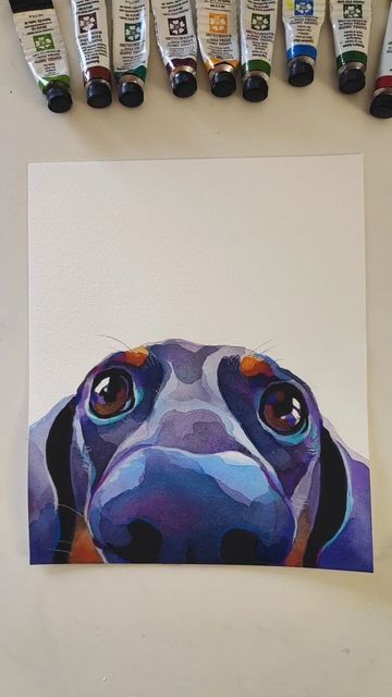 Funny Animals Painting, Watercolor Dashund, Dachshund Art Painting, Wiener Dog Painting, Sausage Dog Painting, Dachshund Painting Easy, Cute Dog Painting, Painting Ideas For Guys, Paintings For Guys